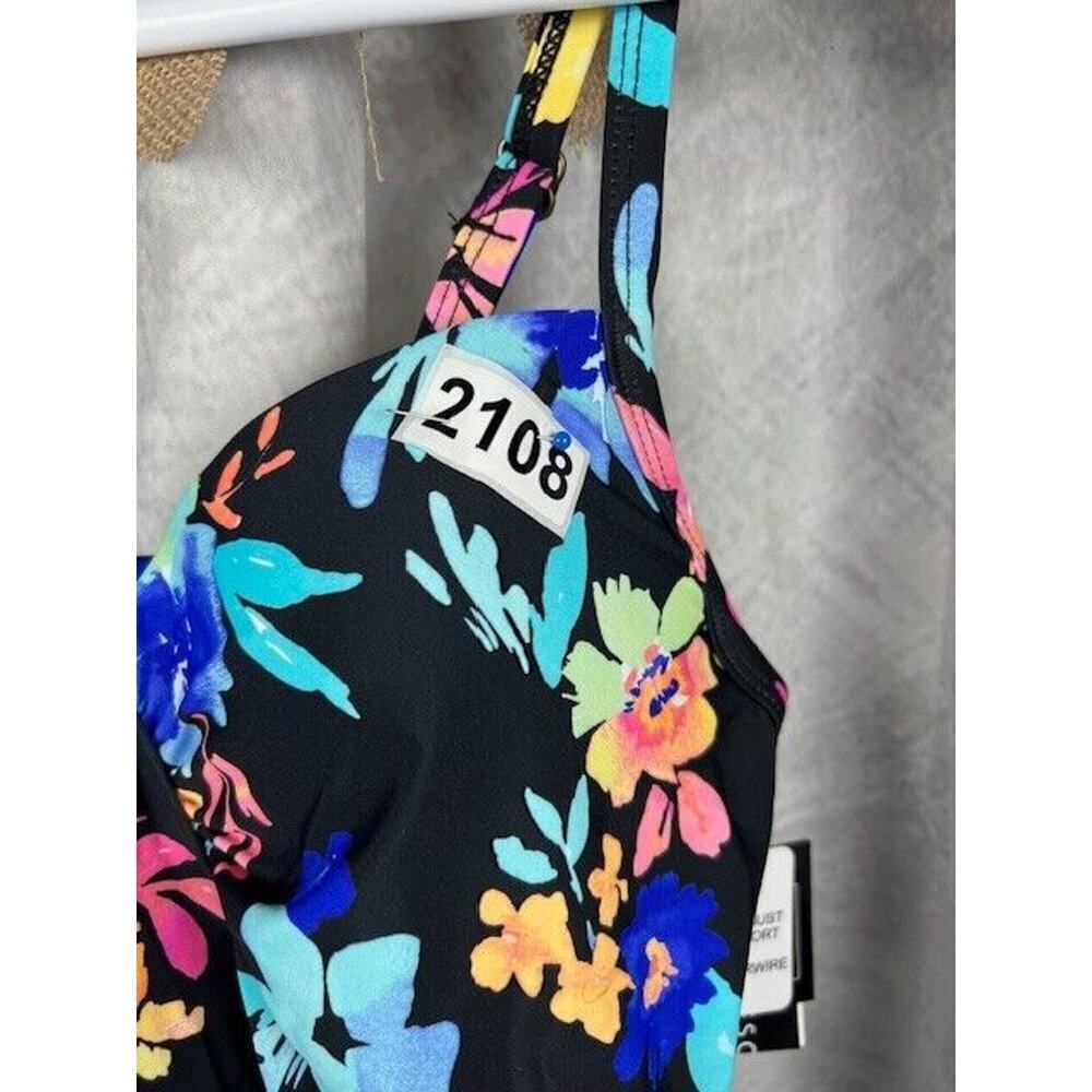 Island Escape Womens Black Floral Print Underwire Tankini Swim Top 6 BHFO 3527 - Picture 7 of 7